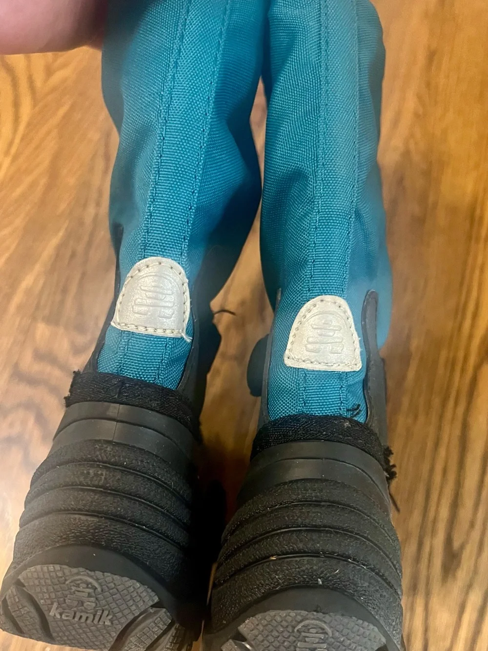 Kamik Teal and Black Kids Waterproof Snow Boots